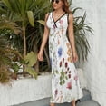thumbnail image 6 of Spring Green Botanical Colorful Wildflower Dress Fashion Boho Beach Long Dresses Female Party Printed Maxi Dress, 6 of 9