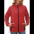 thumbnail image 1 of Chaqueta Impermeable para Mujer, Cortavientos, Impermeable, con Capucha, Plegable y Bolsillos. Rojo S, 1 of 9
