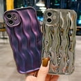 thumbnail image 3 of Water Ripple Pattern Curly Phone Case for iPhone 12 6.1 inch, Stylish Wave Frame Soft Case 3D Water Ripple Protective Cover Shockproof Case for Women Girls Slim Case - Gradient Purple, 3 of 13