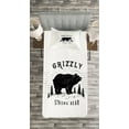 thumbnail image 3 of Ambesonne Bear Quilted Bedspread Set 2 Pcs, Strong Wild Animal Forest, Twin Size, Black White, 3 of 3