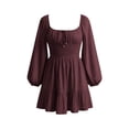thumbnail image 6 of Enjoytime Mini Dresses for Women Puff Long Sleeve Square Neck Ruffle Dress A Line Flowy Casual Party Dresses, 6 of 6