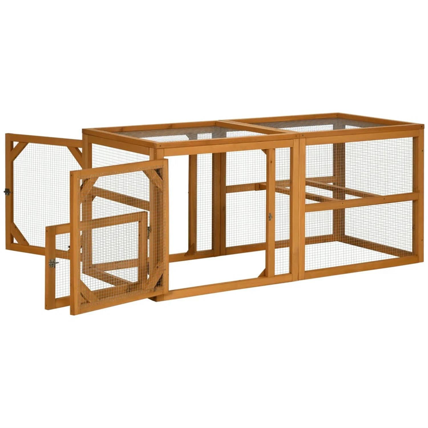 Demi Bonn 55" Outdoor Wood Run Hen House, Mini Chicken Coop Add-on Expansion Accessories, Orange