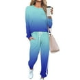 thumbnail image 2 of Black and Friday Deals,Cotton Lounge Outfits Two Piece Sweatsuits Womens Long Sleeve Crewneck Pullover Tops Drawstring Sweat Pants Tracksuit (S, Blue 01), 2 of 6