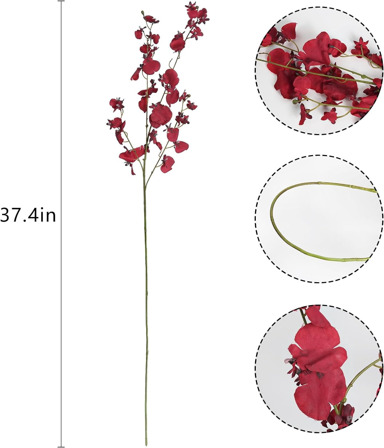 Artificial Orchids Silk Flowers,10 PCS (Each 37'') White Orchids Artificial Flowers Fake Orchid Long Stem Artificial Flowers Fake Silk Flowers for Indoor Outdoor Wedding Home Office Decoration(White)