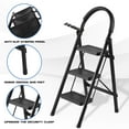 thumbnail image 6 of OUTMASTER Step Ladder, Adult Step Ladders 3 Step with Padded Handrail, Metal Portable Ladders, Black, 6 of 8
