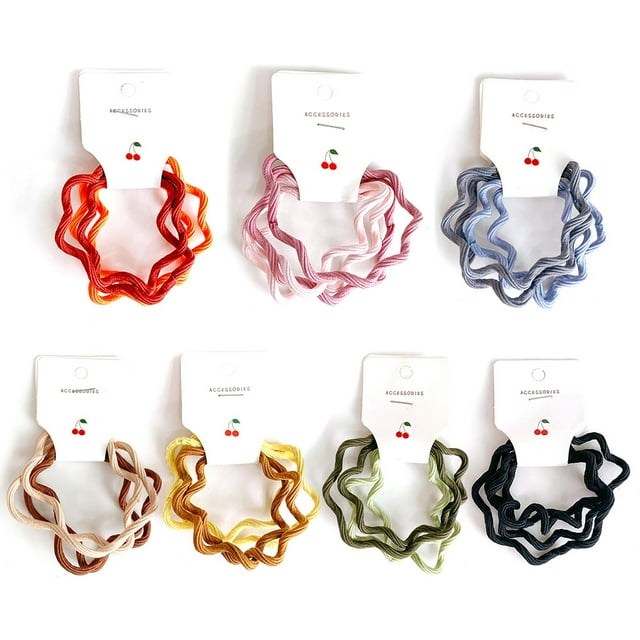 Élastiques à Cheveux Mode 28 Pcs Couleur Unie Cordes en Caoutchouc pour Cheveux