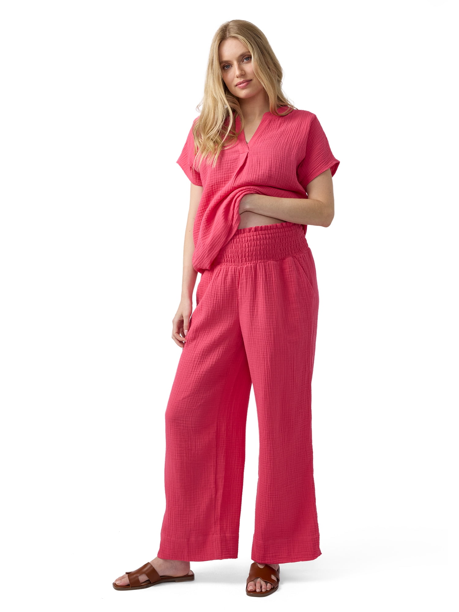 Ingrid & Isabel For Every Belly Women's Maternity Wide Leg Gauze Pant, Sizes XS-XXL
