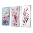 thumbnail image 3 of Designart "Apple Blossom Monochromatic gracefulness XIV" Floral Framed Wall Art Set Of 3 - Pink Apple Blossom Frame Canvas Set For Living Room Decor, 3 of 7
