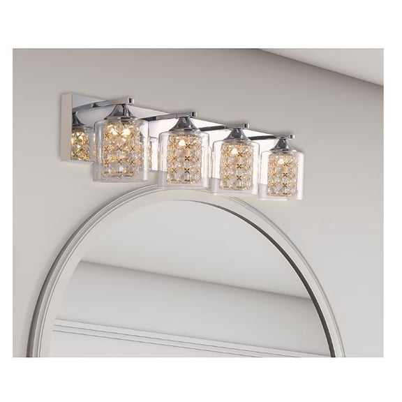 allen   roth Quinn 25.98-Inches 4 -Light Polished Chrome Integrated LED Modern/contemporary Vanity light bar