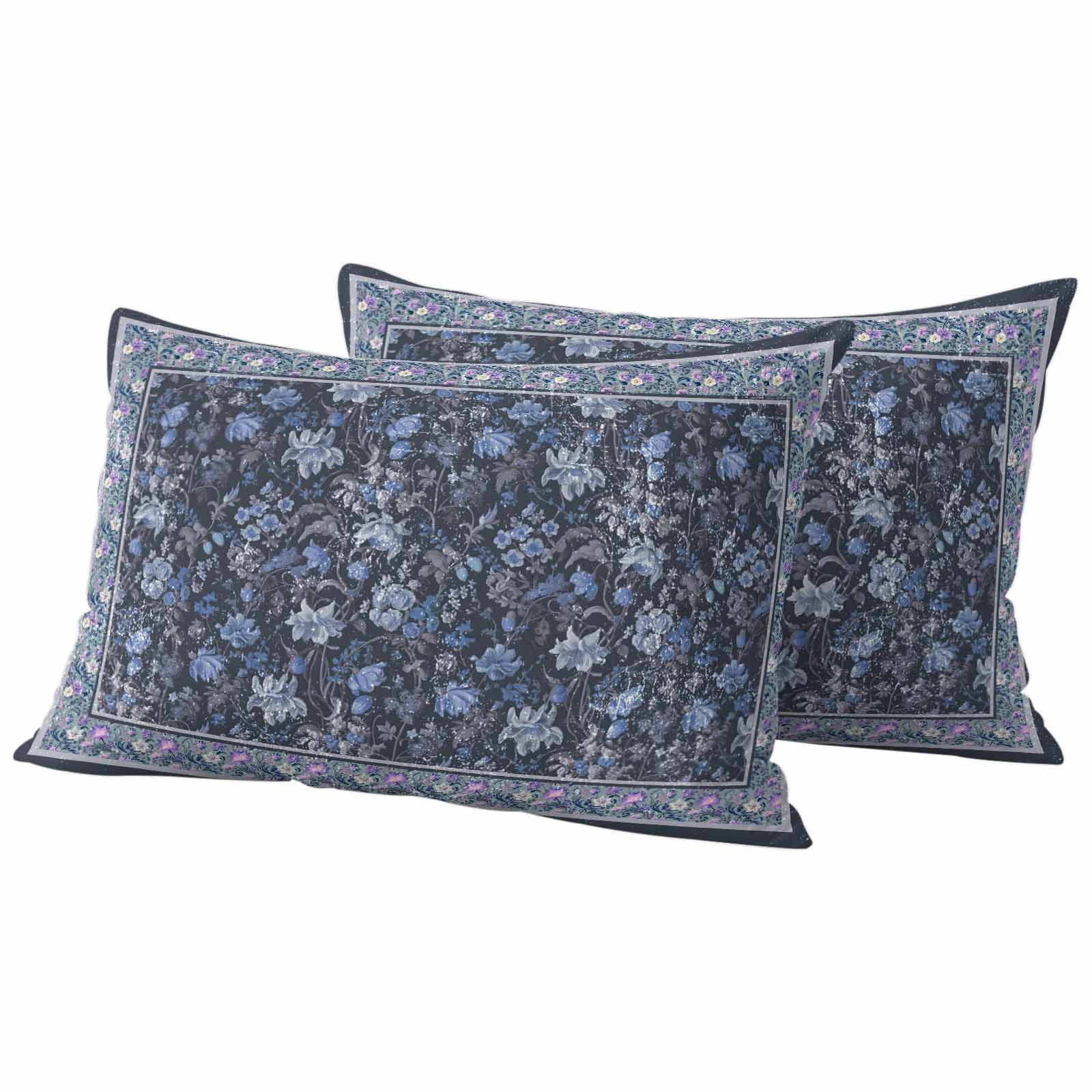 Navy Blue Floral Boho Waterproof Outdoor Throw Pillow Covers 20"x12" Pack 2, Pillow Cases Throw Cushion Cover with Zipper, Ethnic Tribe Abstract Art Flower Washable Pillowcase for Poolside Sofa
