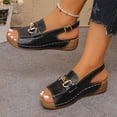 thumbnail image 7 of Bkhluea Women Chain Buckle Wedge Ankle Strap Sandals Slip On Comfortable Footwear For Casual Outdoor Party Daily Activities, 7 of 7