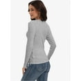 thumbnail image 2 of Womens Long Sleeve Stretch Crew neck T-Shirt Fitted Casual Basic Tops, 2 of 6