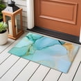 thumbnail image 4 of 2x3 Ft Entryway Area Rug, Teal Marble Kitchen Rug Runner Washable Floor Mat, Modern Abstract Luxury Ink Painting Non Slip Indoor Door Mat Throw Carpet for Bathroom Living Room Bedroom, 4 of 8