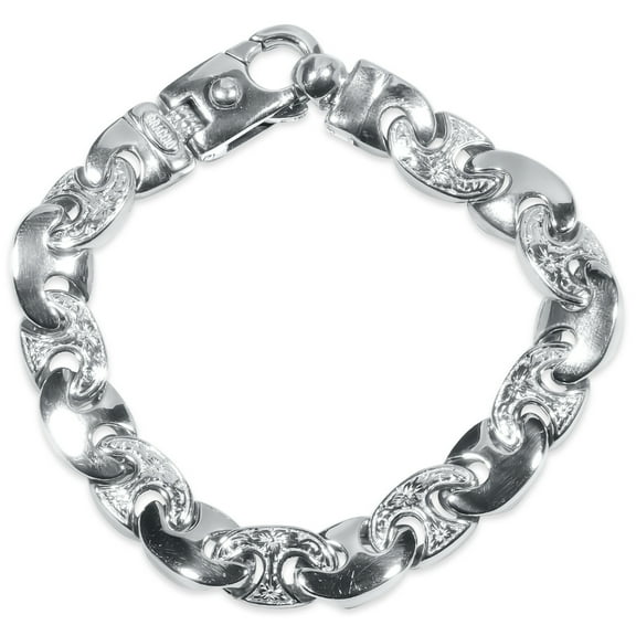 Pompeii Men's Designed Link 14k Gold (63gram) or Platinum (118gram) 11mm Bracelet 8.75"