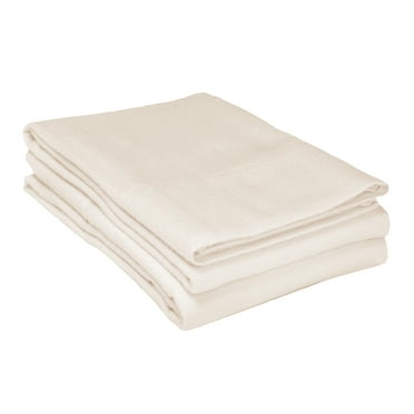 Superior Solid Flannel Cotton Pillowcase Set, King, Ivory
