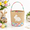Pink, variant on Blue Burlap Easter Basket with Felt Bunny Applique, Foldable Handle, 9 Inch Tall Storage Container