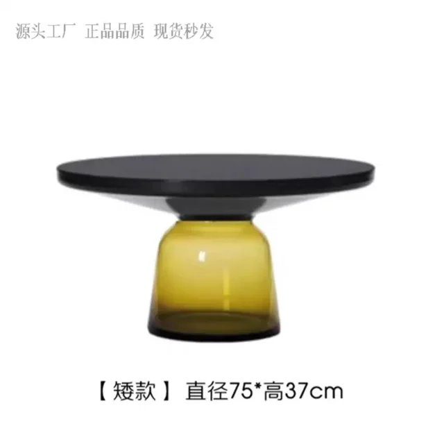 Mesa de centro de cristal colorida transparente, mesas de salón, mesa de té redonda de alta gama, Muebles
