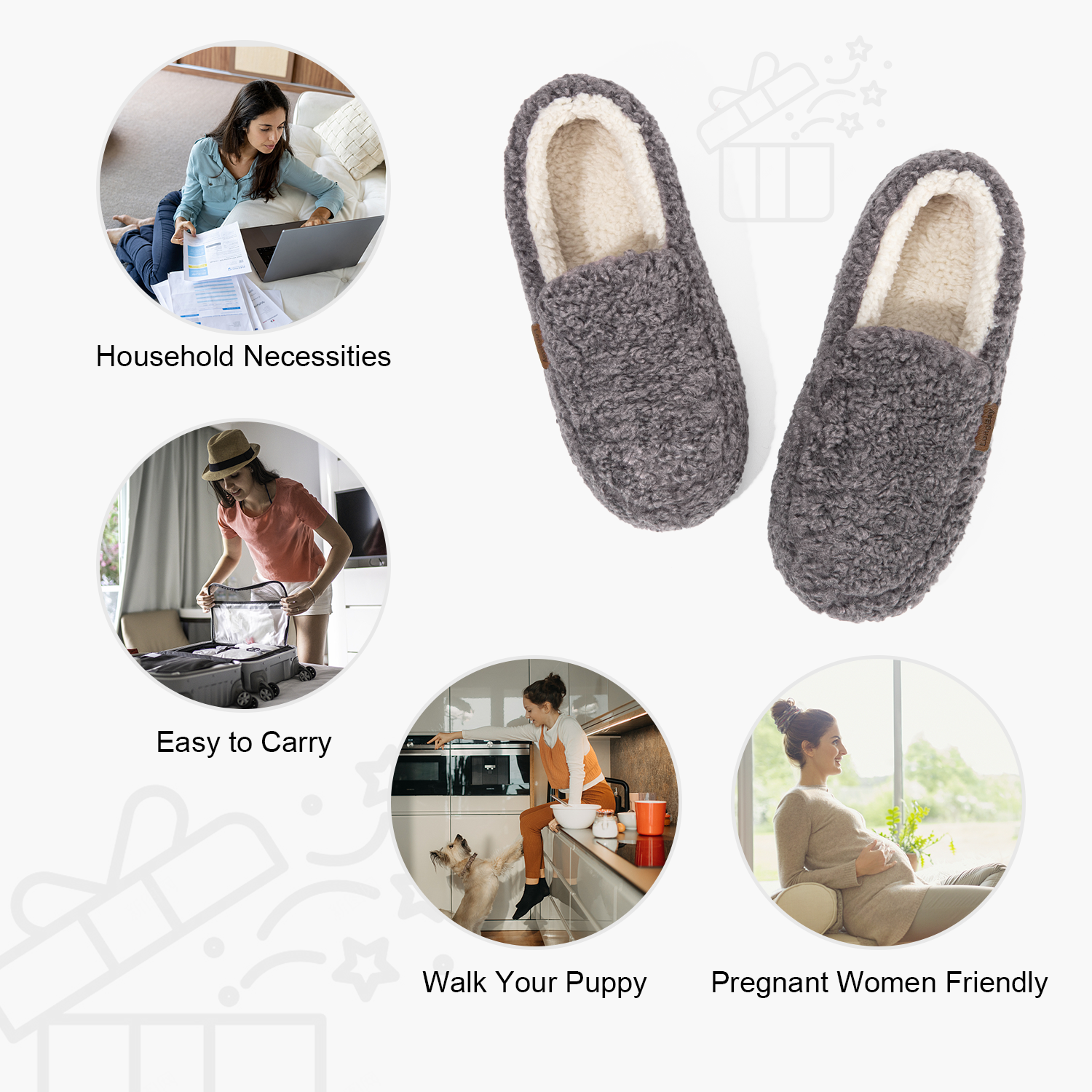 LongBay Women's Fuzzy Shearling Memory Foam Slippers photo 5