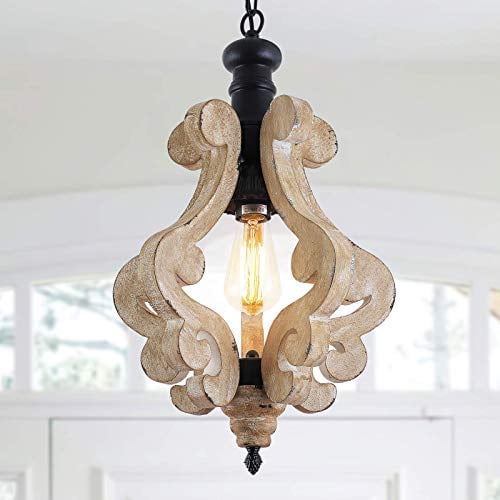 Farmhouse Chandelier Handmade Wood 