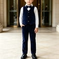 thumbnail image 2 of Odeerbi Toddler Boys 4-Piece Formal Suit Set Velvet Waistcoat, Long Sleeve Shirt with Bow Tie, Dress Pants Party Wedding Outfit, 2 of 9