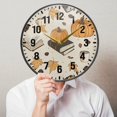 thumbnail image 6 of Yayeee Wall Clock Battery Operated 9.5" Silent Quartz Non-Ticking for Living Room Decor, Beige Fall Books, 6 of 8