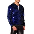 thumbnail image 4 of INSPIRE CHIC Men's Jacket Argyle Sequin Baseball Jacket Party Club Shiny Jacket M Blue, 4 of 5