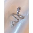 thumbnail image 4 of 1pc S925 Silver Snake Ring Cubic Zirconia Opening Adjustable Animal Band Ring for Women Fashion Rhinestones Jewelry Gifts for Teen Girls Friend Family, 4 of 5