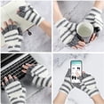 thumbnail image 3 of Winter Gloves Fingerless Convertible Mittens Thermal Polar Fleece Insulated Lining Windproof Warm for Men Women Black,black,black，G84367, 3 of 6