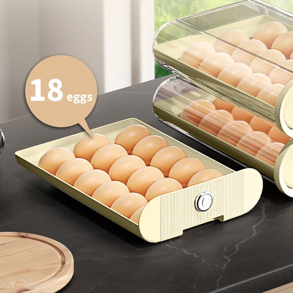 Storage Boxes with Lidseggs Storage Eggs Racks Refrigerator Eggs Storage Boxes Clear Visible Large Capacity Space Saving Food Grade Drawer Rolling Refrigerator Eggs Racks