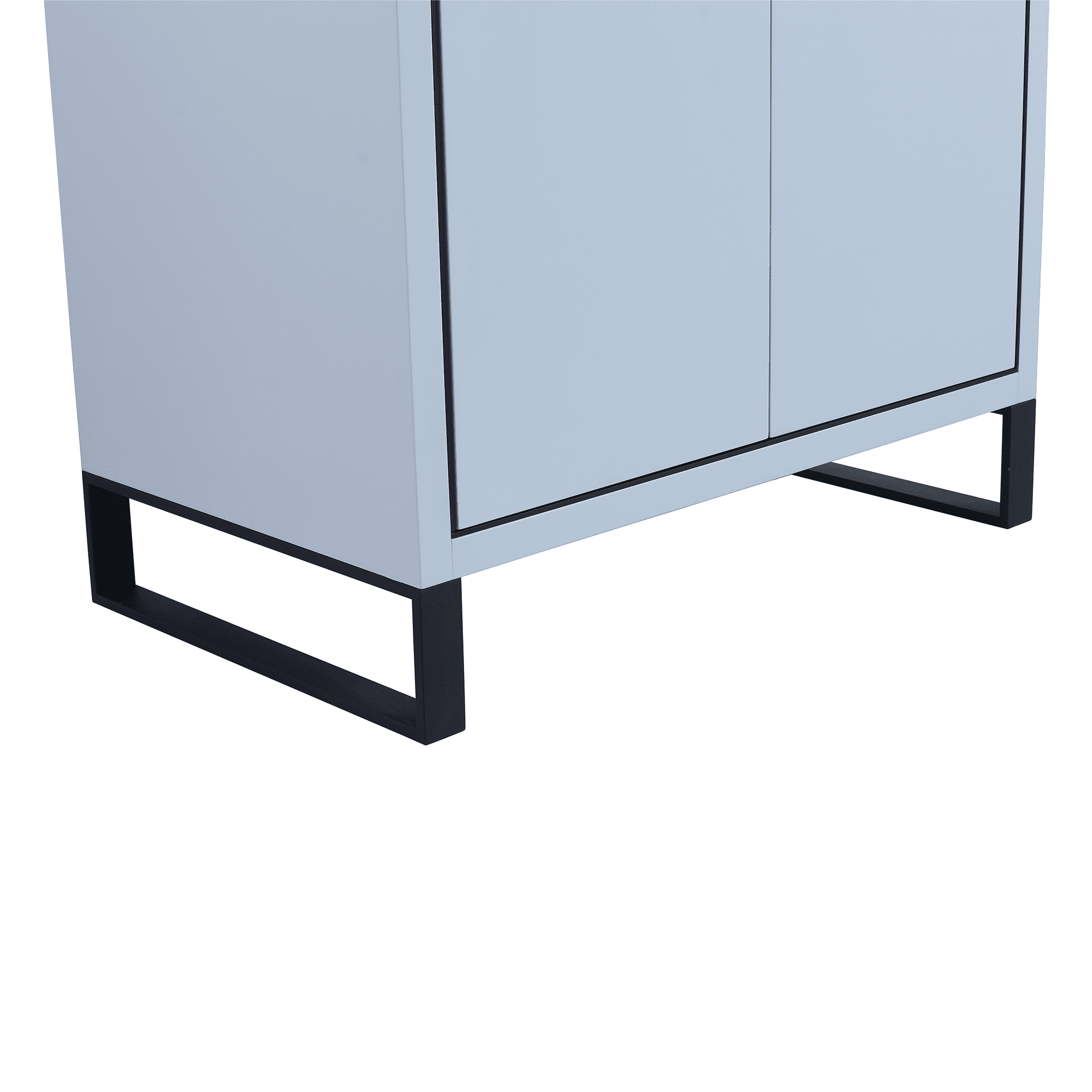 Fine Fixtures Opulence Collection 30 in. W x 18 in. D x 33 in. H Bathroom Vanity in Pastel Blue with White Ceramic Sink - Black hardware