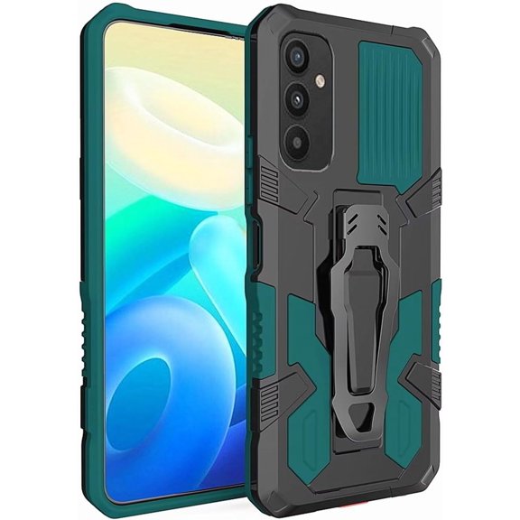 Case for Galaxy S24 FE,Military Grade Protection [Built-in Back Clip Kickstand] [Magnetic Car Holder] Dual-Layer Heavy Duty TPU PC Shockproof Phone Case for Samsung Galaxy S24 FE 5G,2024 (Green)