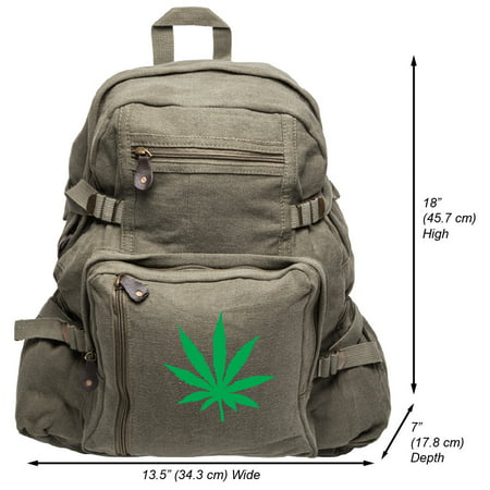 Marijuana Cannabis Leaf Military Hiking School Backpack