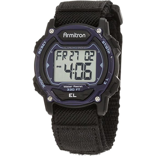 Reloj Sport Cronógrafo Digital Acentuado ARMITRON 45/7004BLU Unisex 40mm con Correa de Nylon Movimiento de Cuarzo Resistente al Agua Negro Armitron 45/7004BLU
