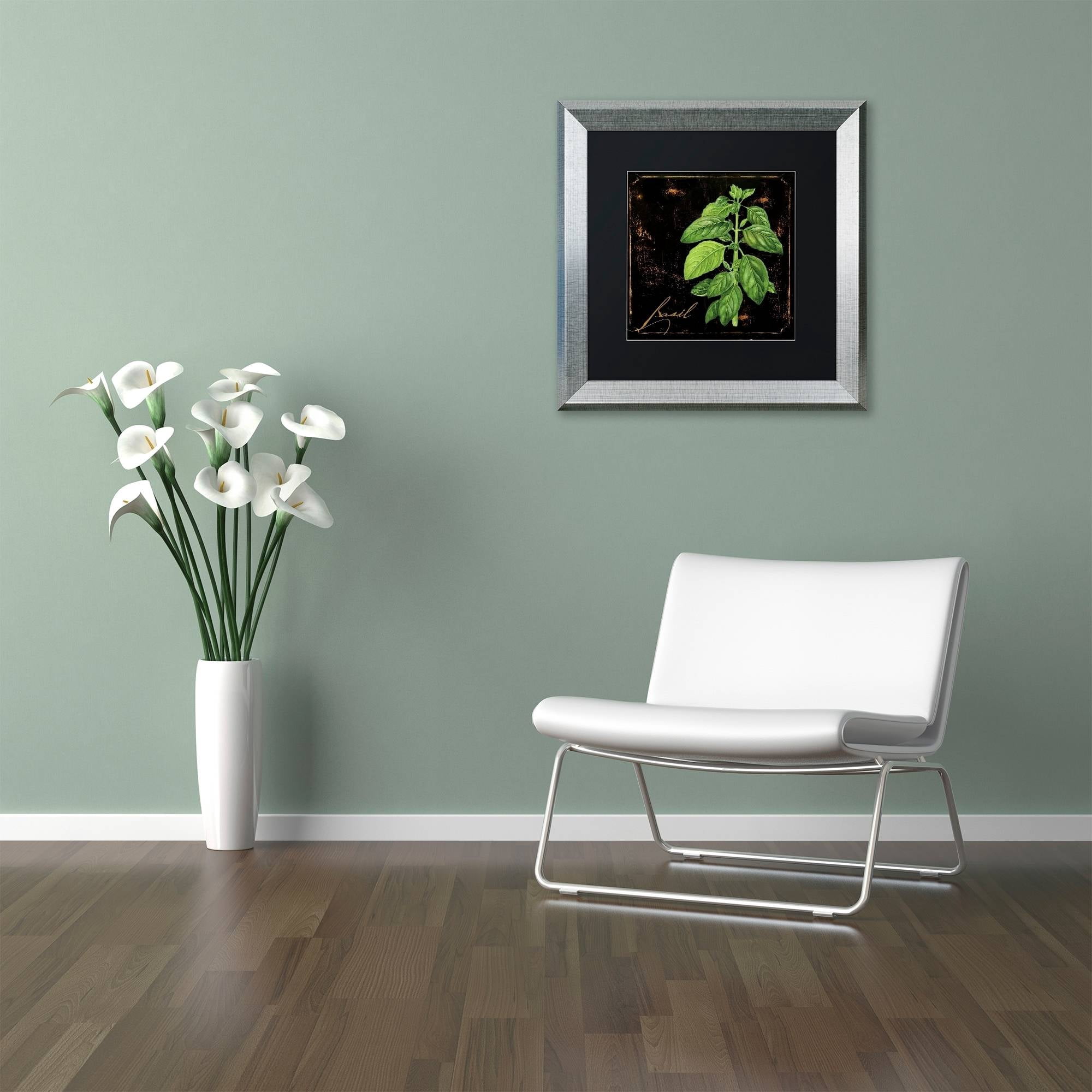 Trademark Fine Art "Black Gold Herbs IV" Canvas Art by Color Bakery Black Matte, Silver Frame