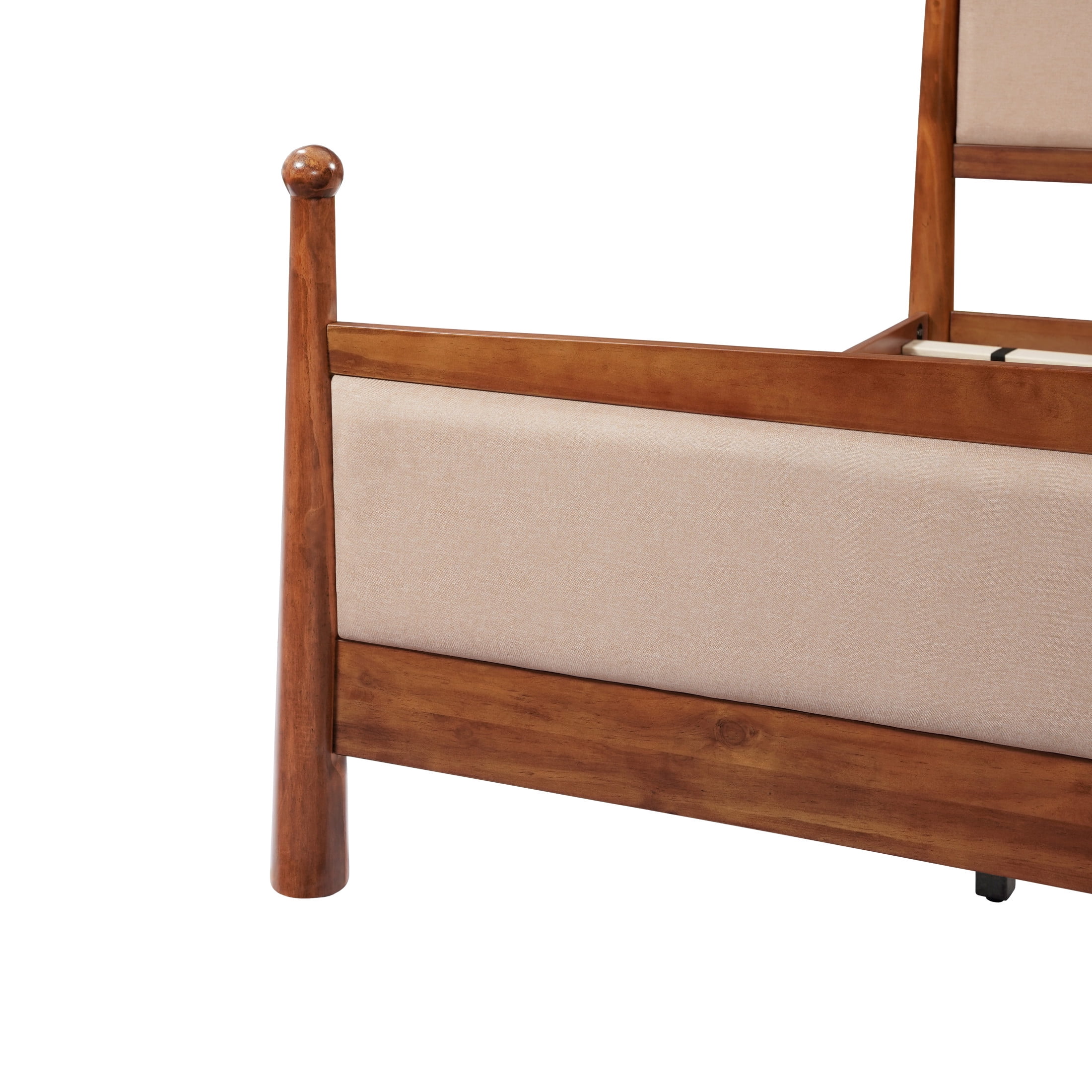 Christopher Knight Home Farmhouse King Platform Bed Frame with Upholstered Headboard, Cherry