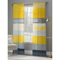 thumbnail image 4 of Gray Yellow Brush Sheer Curtains for Living Room Bedroom, Light-filtering Sheer Curtain, Strip Geometric Rod Pocket Voile Window Treatment Drapes, 52’’Wx84’’L, 2 Panels Set, 4 of 7