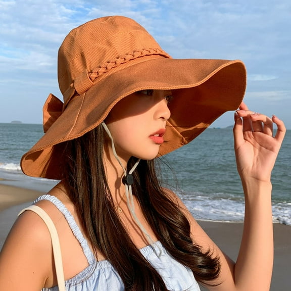 Hat Lady Sun Sun Visor Lady Wide Brim Hat Hat Spring And Summer Sun Chin Strap Bow Small Face Effect Sun Travel Outd Womens Hats Summer Cap Beach Men Travel Hat Wide Brimmed Hat Men My Fair Lady Hats
