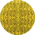 thumbnail image 1 of Ahgly Company Machine Washable Indoor Round Abstract Yellow Modern Area Rugs, 4' Round, 1 of 4