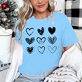 thumbnail image 4 of Penkiiy Womens Valentine's Day Graphic Tees Short Sleeve Heart Printed Shirts Blouse Tops L Sky Blue, 4 of 4
