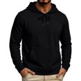 thumbnail image 2 of Nestiefly Men's Fleece Hoodie Long Sleeve Hooded Sweatshirt Casual Fall Basic Drawstring Pullover Hoodie With Pocket Black L, 2 of 5