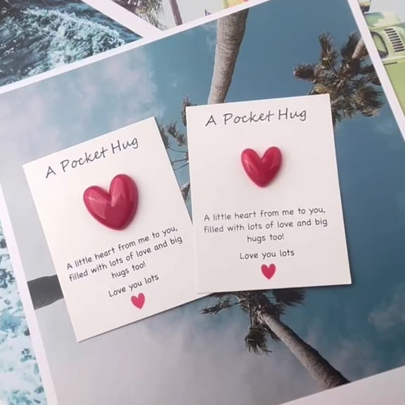 2Pc Pocket Hug Heart With Greeting Cards,Pocket Heart Lovely Valentine'S Day Special Gift,Birthday Anniversary Wedding Party Family Home And Room Decor