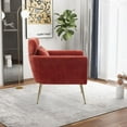 thumbnail image 3 of Modern Accent Chair,Upholstered Single Sofa Chair with Gold Metal Leg and Throw Pillow,Leisure Club Chair for Living Room Bedroom Dorm Room Office, Terracotta, 3 of 7