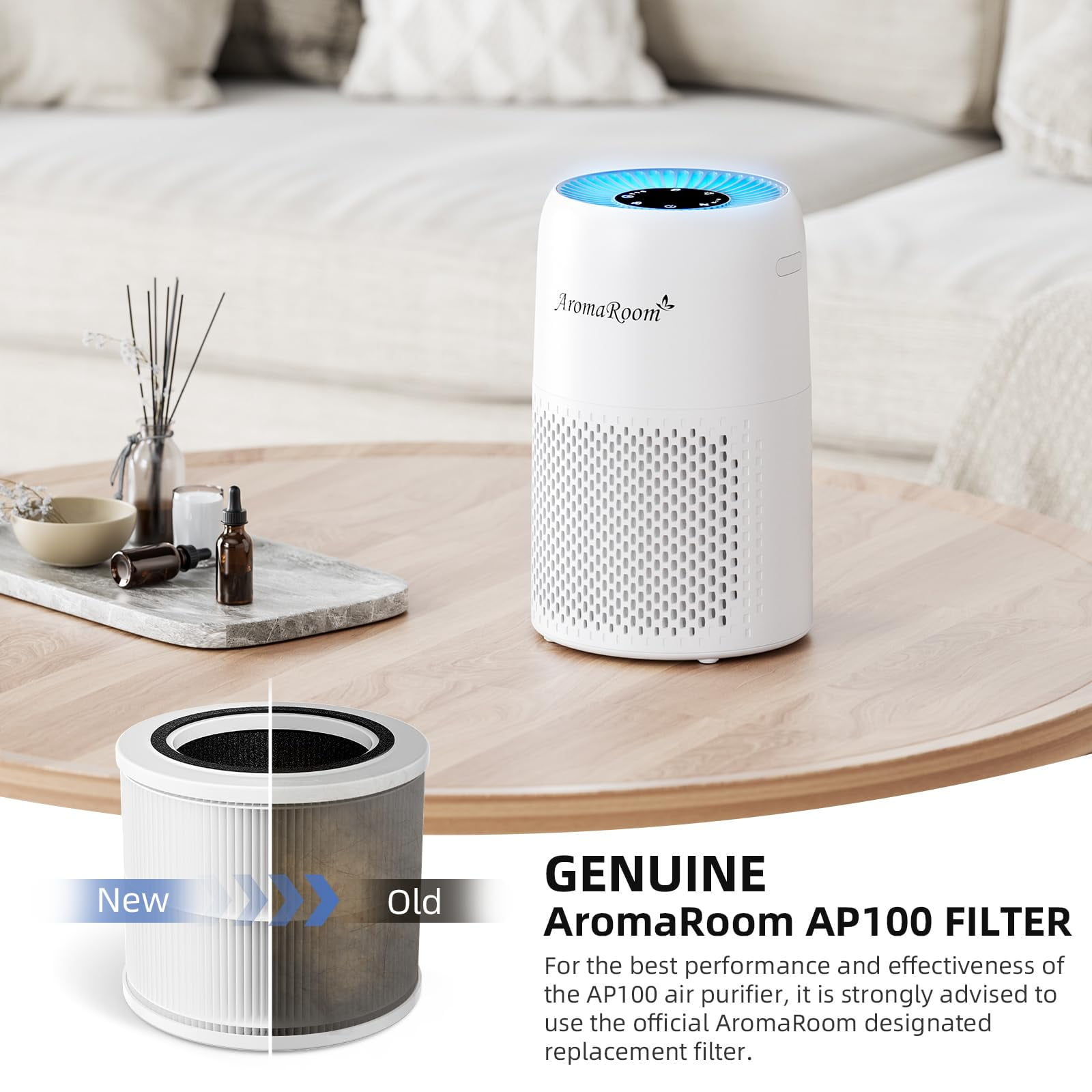 AROMA ROOM AP100/AP102 True Hepa H13 Air Filter Replacement, 2 Packs