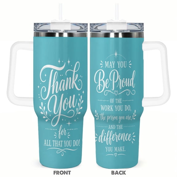 Thank You Appreciation Gift 40oz Insulated Tumbler with Handle and Straw Travel Coffee Cup Car Cup for Women