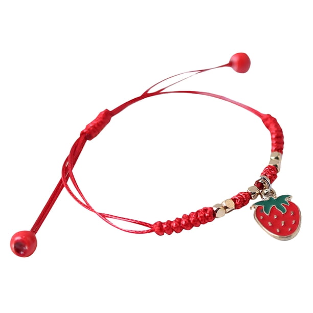 Pulsera de amistad de fresa linda pulsera de cuerda tejida para niñas brazalete trenzada hecha a mano ideal para ropa diaria joyas de frutas únicas