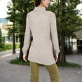 thumbnail image 5 of Women's Ribbed Knit Turtleneck Tunic Sweater with Front Pockets - Small, Beige, 5 of 6