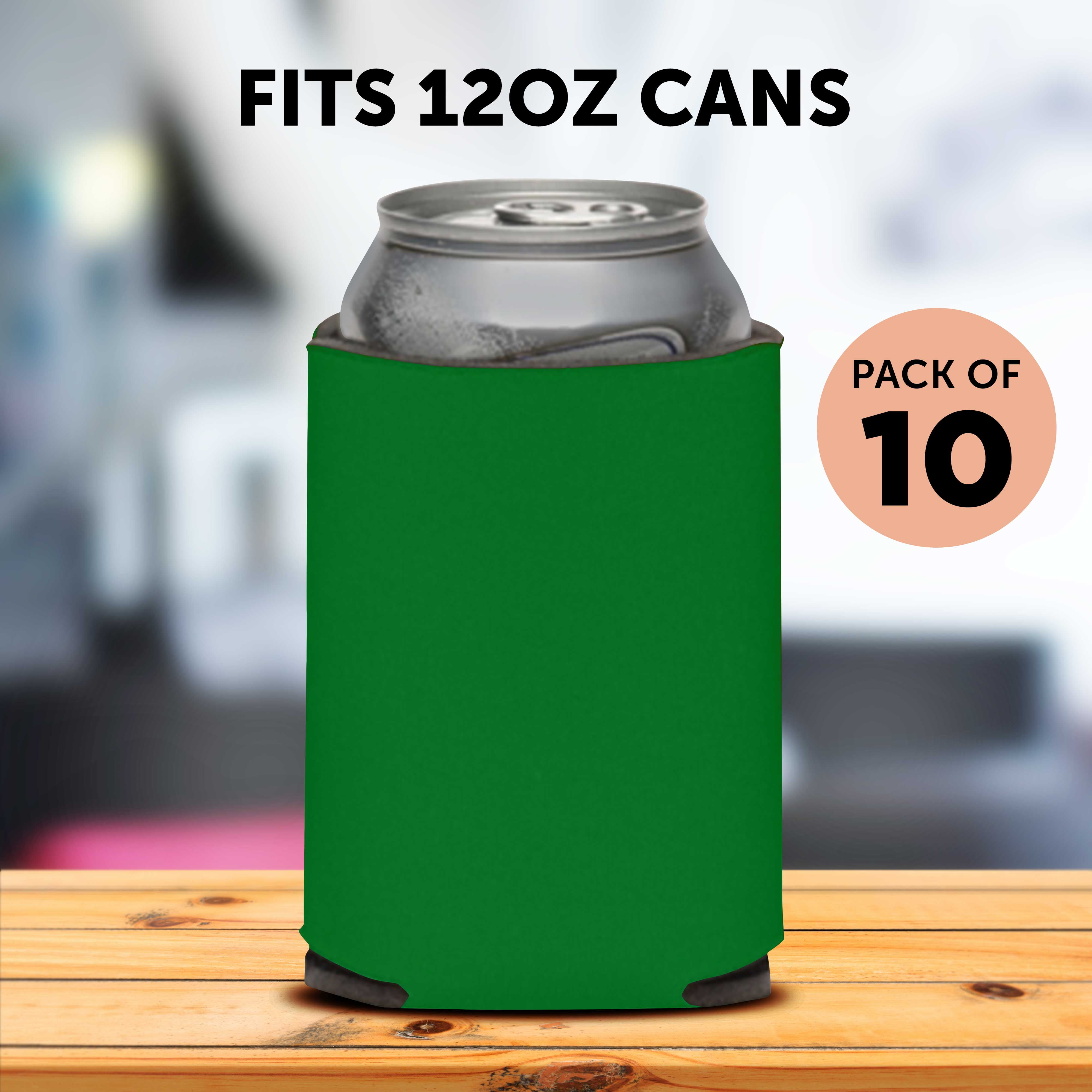 Collapsible Couple Wedding Can Coolers Set of 10, Bulk Pack - Keeps Your Drink Cooler, Great for Beer, Soda, Other Beverages - Kelly Green