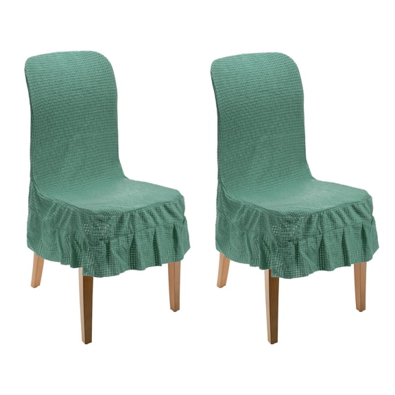 2 Pack Dining Room Chair Covers, Parson Chair Slipcover with Skirt, Stretch Chair Seat Protector for Dining Room Restaurant Banquet, Light Green