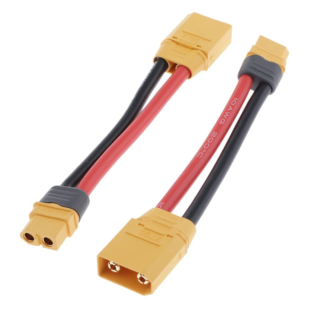 Red+Black HomeDecTime 2x RC Battery XT60 Female to XT90 Male Plug Silicone Cable Parts Accessories 100MM 