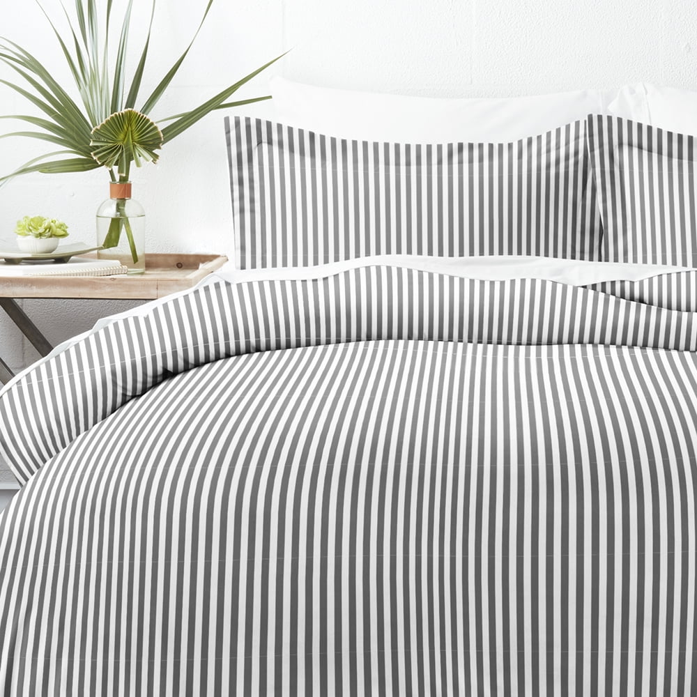 Noble Linens Gray Ribbon Pattern Duvet Set 2-Piece Duvet Cover Set, Twin/TwinXL